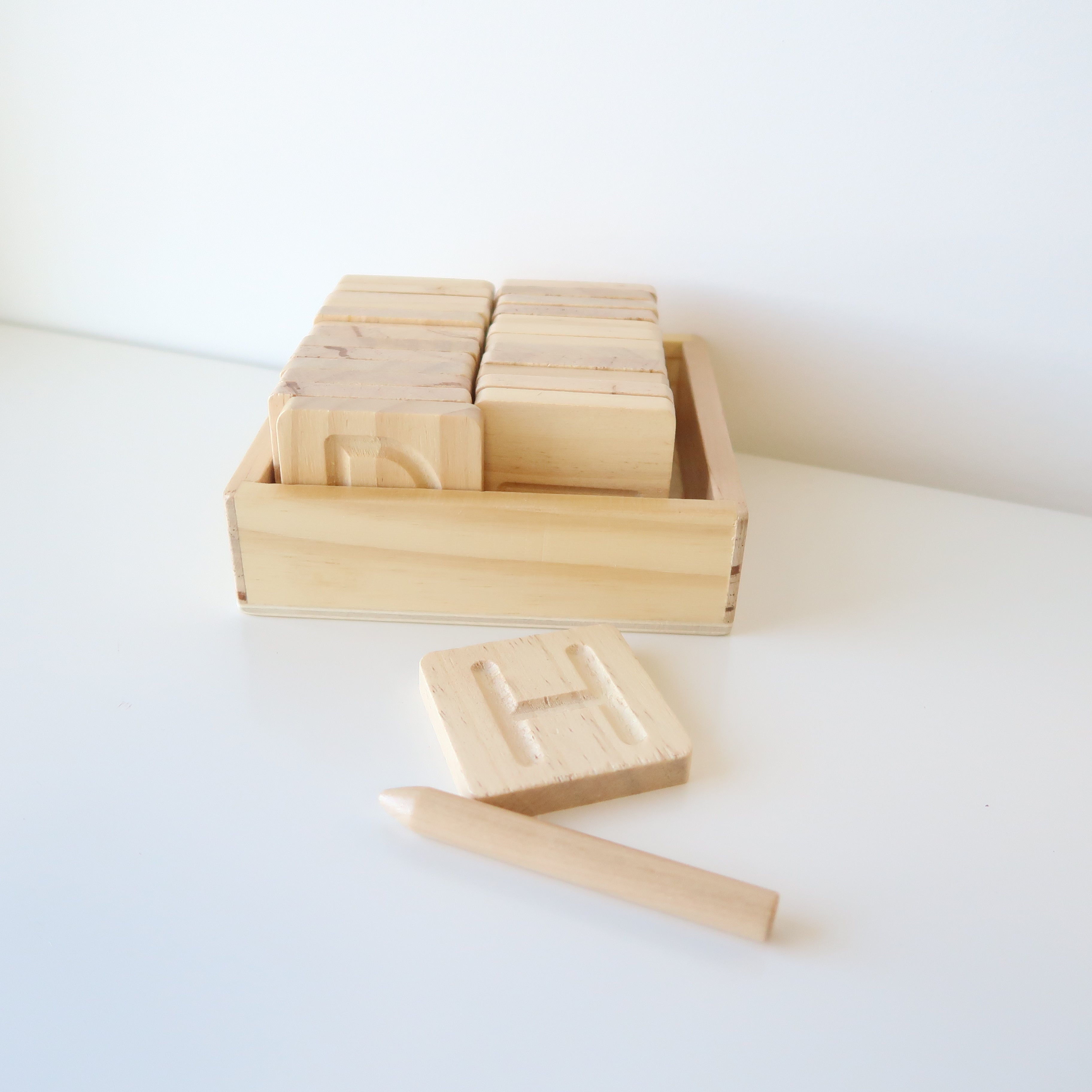 Wooden Alphabet Tracing Tiles
