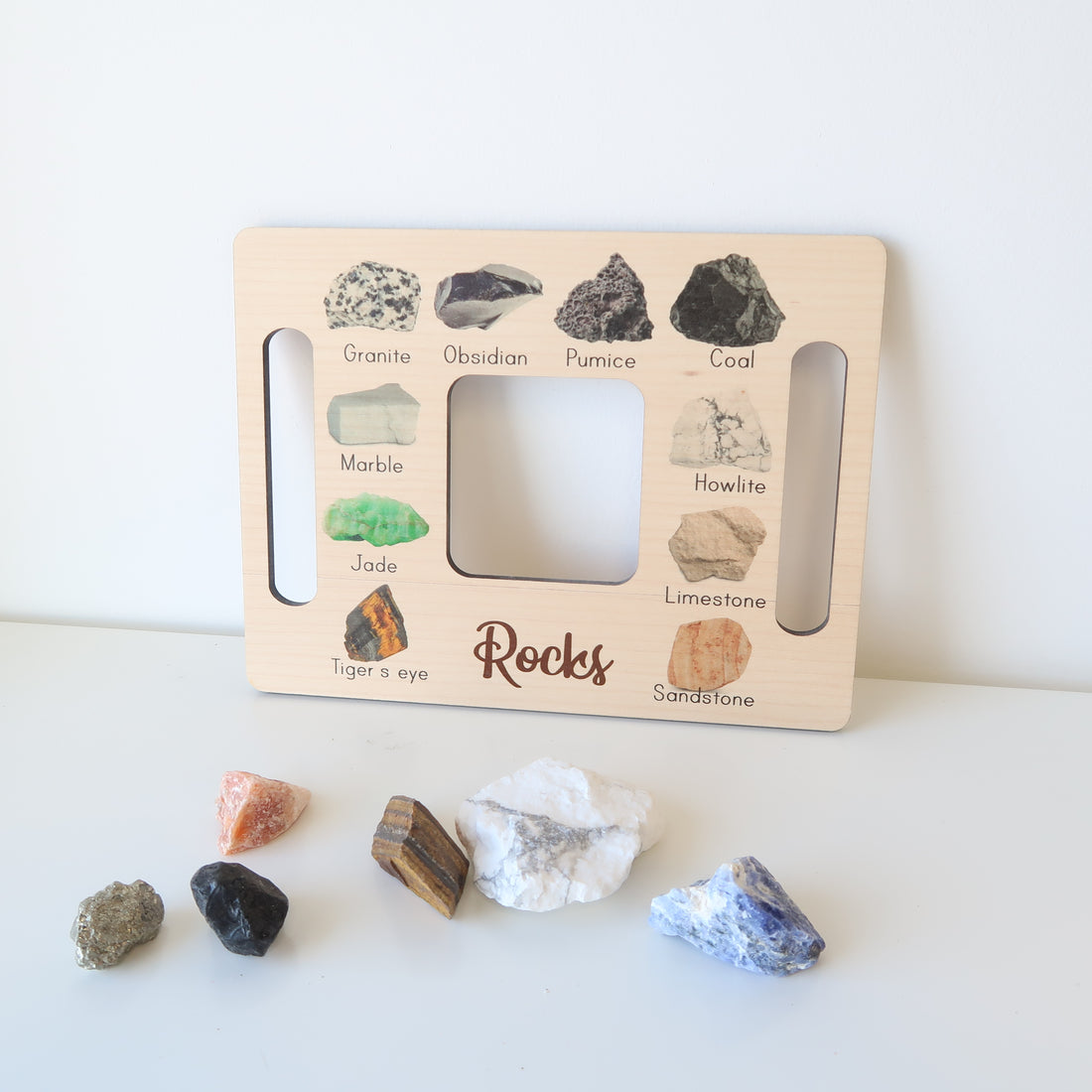 Wooden Rocks &amp; Minerals Set