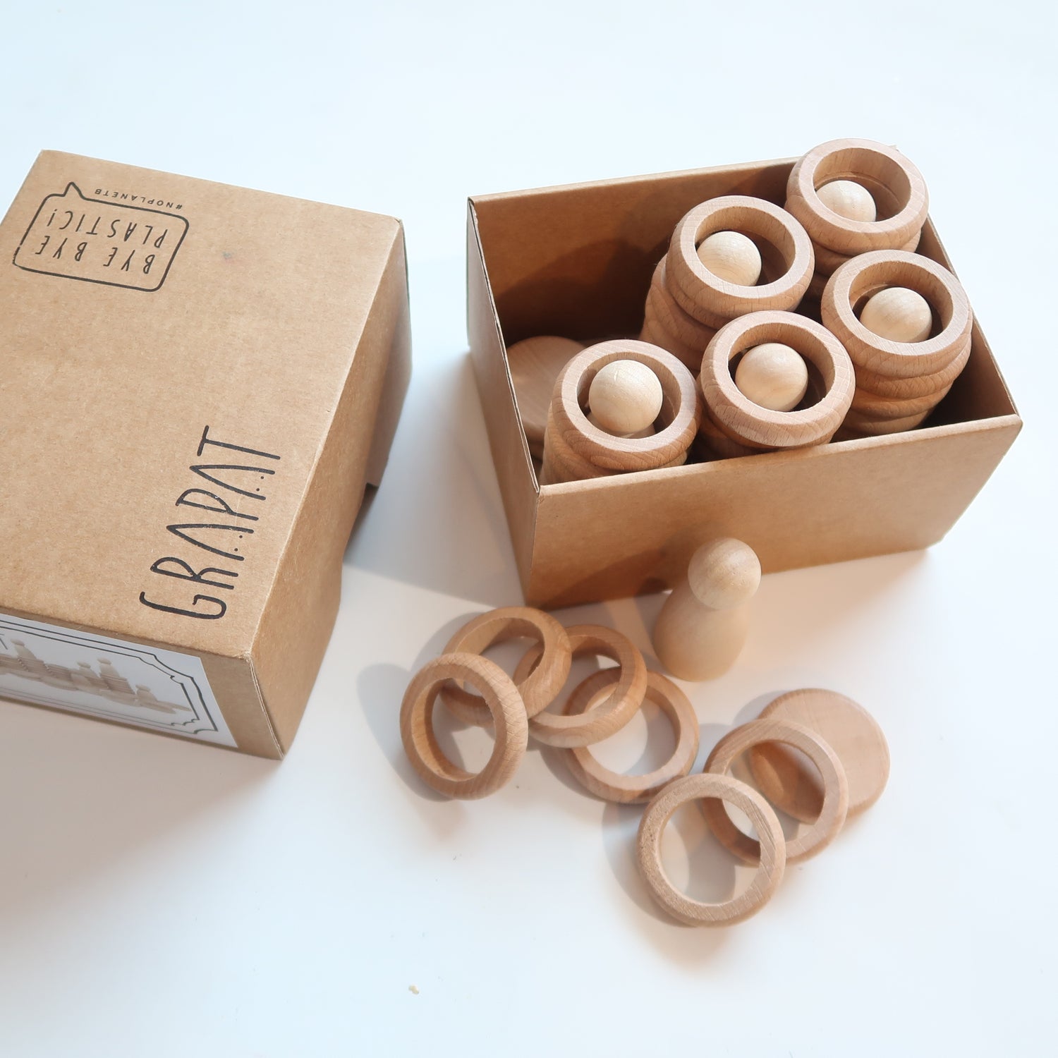 Grapat - Nins, Rings &amp; Coins Set (Natural Wood)