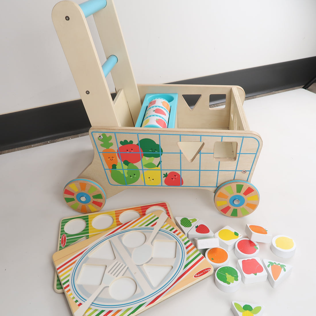 Melissa &amp; Doug - Wooden Shape Sorting Grocery Cart *local pick up only